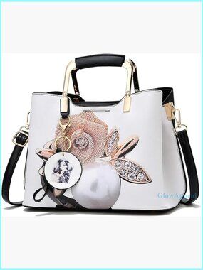 PU Leather Tote with Adjustable Strap, Multiple Pockets, Vintage Buckle